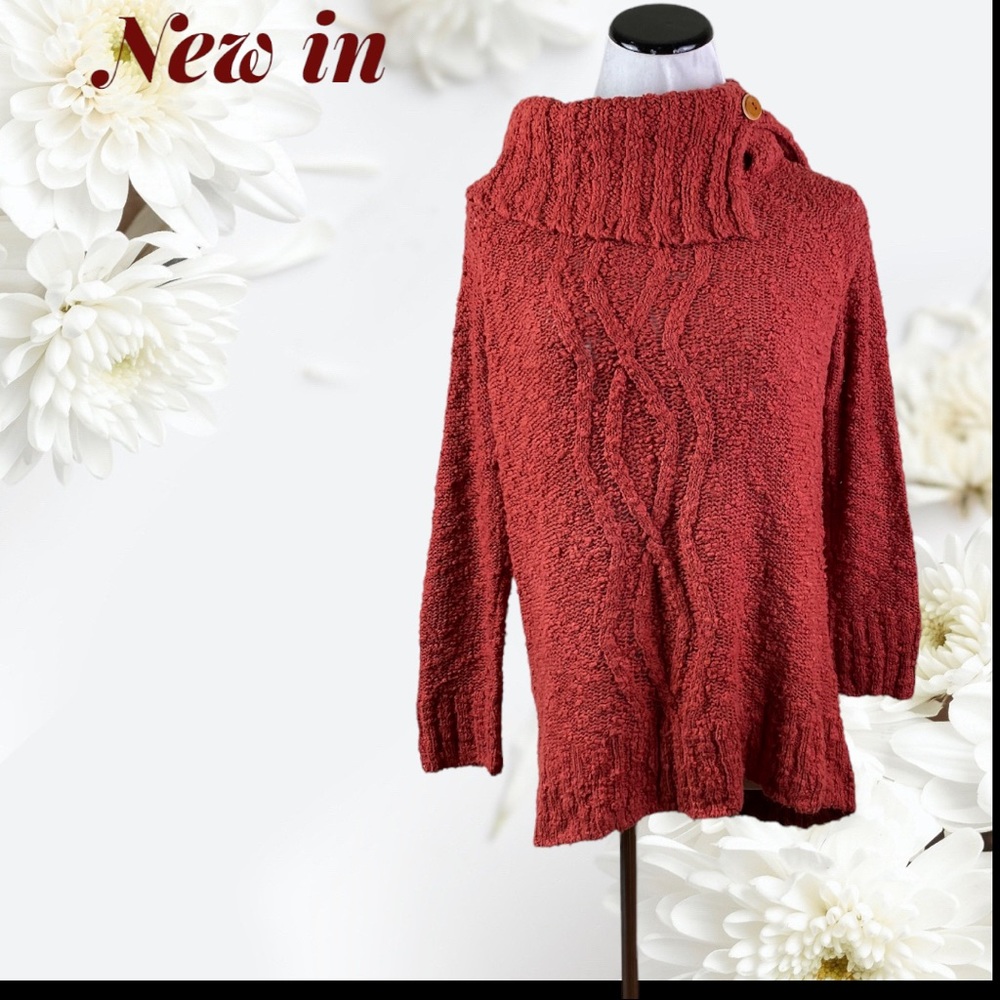Rust open collar knitted Spring sweater size M by Anthropology moth, SKU B13